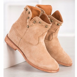 Bella Paris Teplé béžové kovbojské boty béžový 2