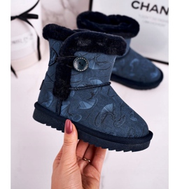 Apawwa Dětské sněhule s kožešinou a knoflíkem Navy Blue Kawai námořnická modř modrý 1