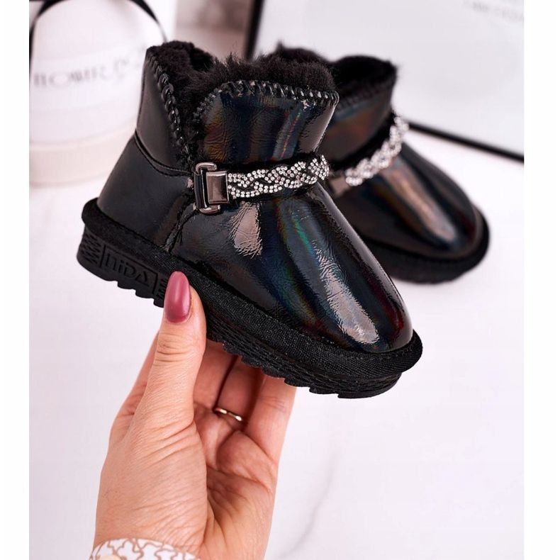 Apawwa Dětské sněhule s kožešinovým benzínem Černá princezna 1