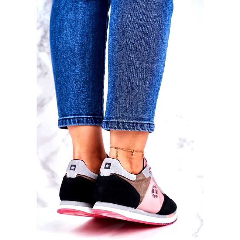 Dámské sportovní boty Tenisky Big Star GG274458 černá khaki růžový šedá 2