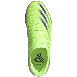 Zelené kopačky Adidas X Ghosted.3 In Junior EG8223 vícebarevný zelená 1
