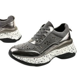 Šedé tenisky z ekokůže a semiše Quijor šedá 1