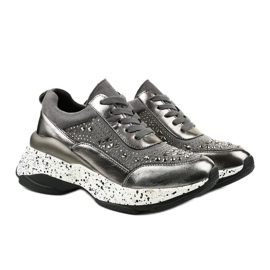 Šedé tenisky z ekokůže a semiše Quijor šedá 2