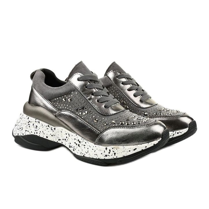 Šedé tenisky z ekokůže a semiše Quijor šedá 2