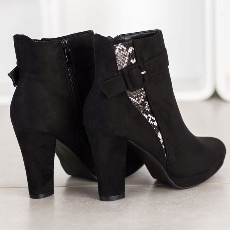 SHELOVET Boty na vysokém podpatku s hadím potiskem černá šedá 1 SHELOVET Boty na vysokém podpatku s hadím potiskem černá šedá 1