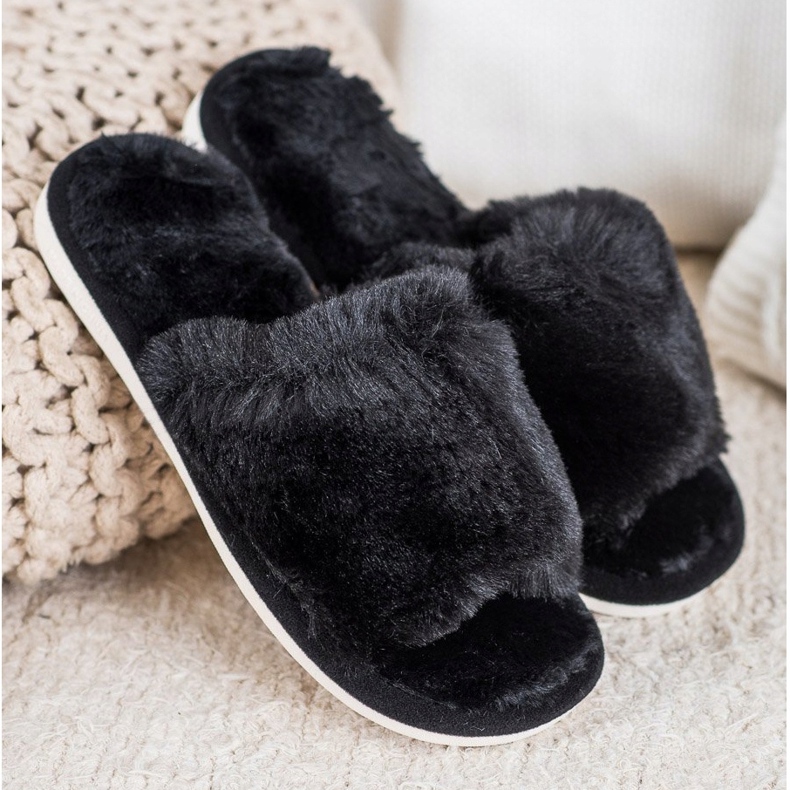 Bona Pantofle s kožešinou černý 1