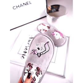 Dětské šedé pantofle Unicorn s Unicorn růžový stříbrný šedá 2