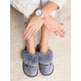 Bona Pantofle S Medvědí Kožešinou šedá 1