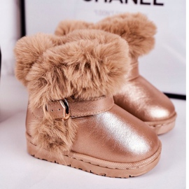FRROCK Teplé dětské sněhule s kožešinovým růžovým zlatem 1
