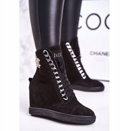 Dámské semišové tenisky BOOCI 2222/066 / s Silver Chain černé černá 1