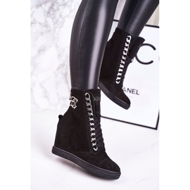 Dámské semišové tenisky BOOCI 2222/066 / s Silver Chain černé černá 2