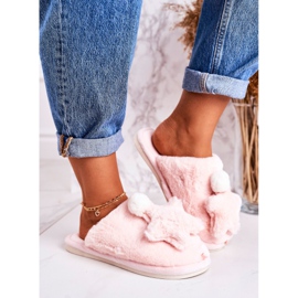 Dámské pantofle s kožešinou a hvězdou světle růžové v noci růžový 2