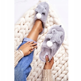 Dámské pantofle s kožešinou a šedou barvou noc-noc šedá 2