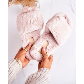 FRJ Dámské kožešinové pantofle béžové chladné dny béžový 2