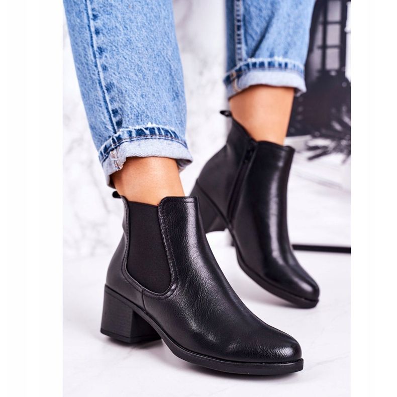 Dámské teplé boty Jodhpur boty na podpatku černé navždy černá 2