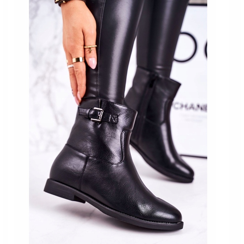 PJ1 Dámské černé teplé boty na půl cesty se sponou černá 1