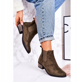 PJ1 Dámské klasické boty Chelsea semišové tmavě zelené boty Walker khaki zelená 2