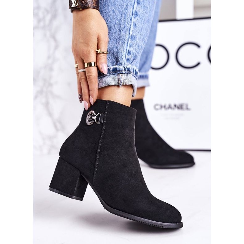 PJ1 Klasické dámské teplé boty na podpatku černé úspěch černá 1