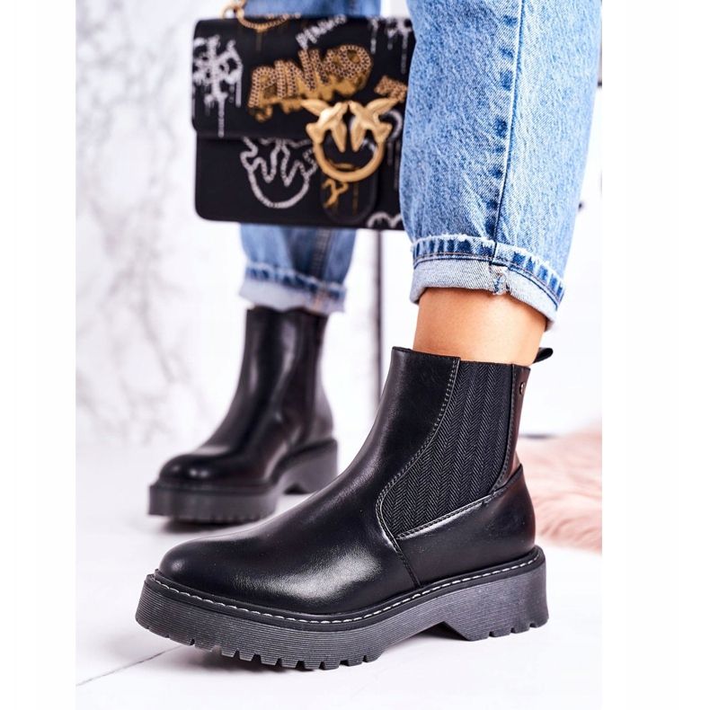 PJ1 Dámské kozačky Jodhpur boty na gumové podrážce Voyager černé černá 2