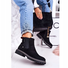 PJ1 Dámské teplé boty Chelsea černé semišové cestovní boty černá 2