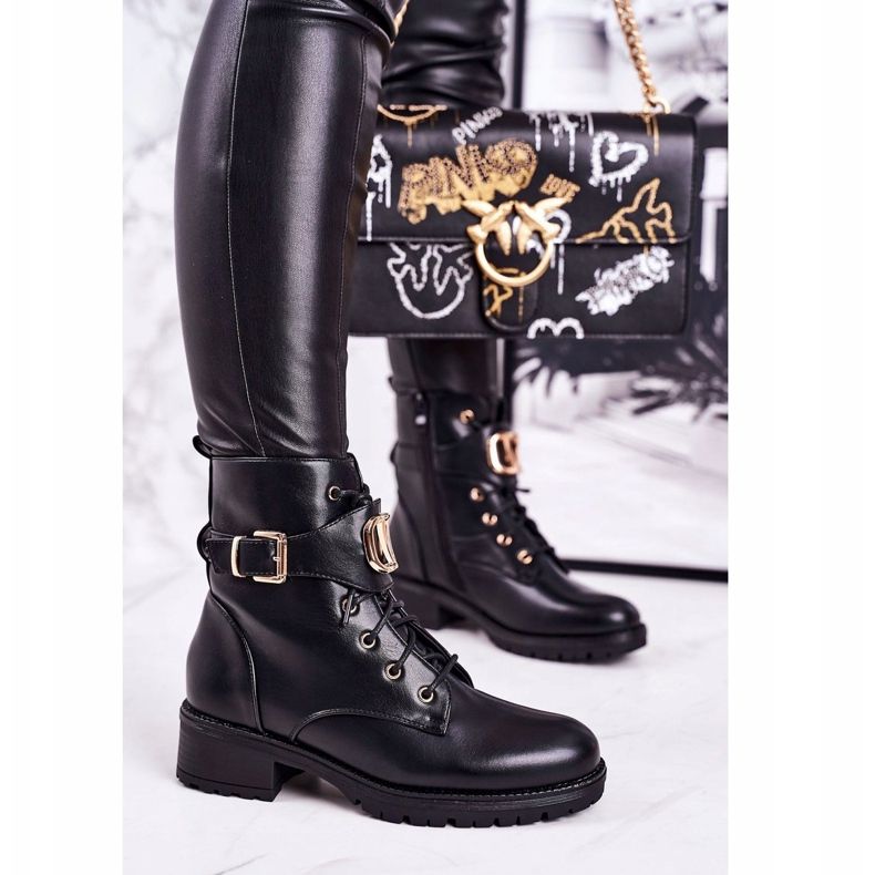 SEA Dámské teplé boty Workers Gold Buckle Black Vera černá 1