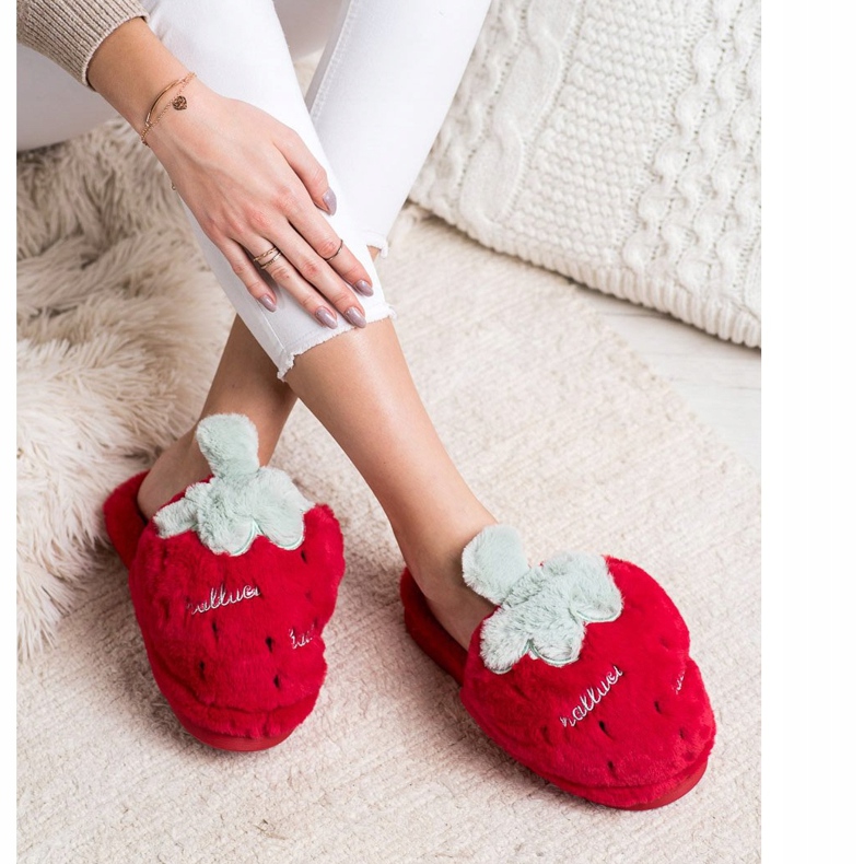 Bona Jahodové pantofle červené šedá 1