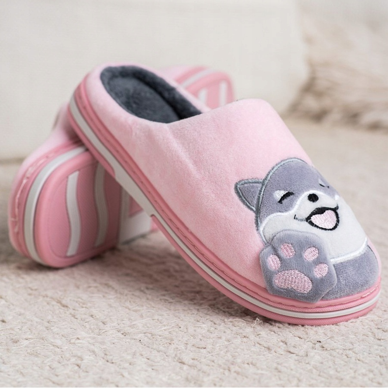 Bona Vítejte domácí pantofle růžový šedá 2