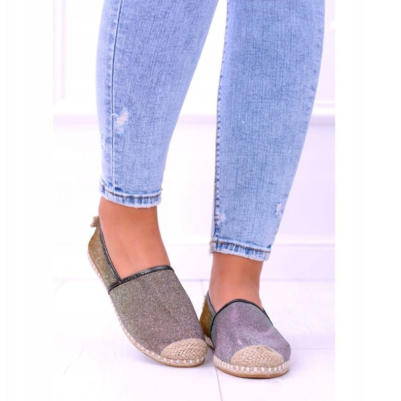 Lu Boo Glitter Dámské espadrilky Slip On Miravet šedá zlatý 4