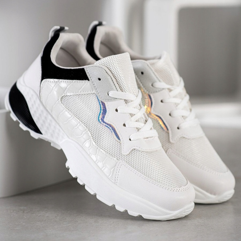 SHELOVET Tenisky s černými vložkami bílý černá šedá 1