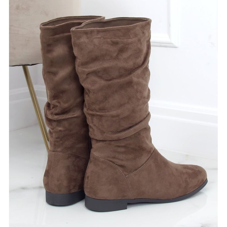 Dámské kozačky na podpatku J19-92 Khaki zelená 2 Dámské kozačky na podpatku J19-92 Khaki zelená 2