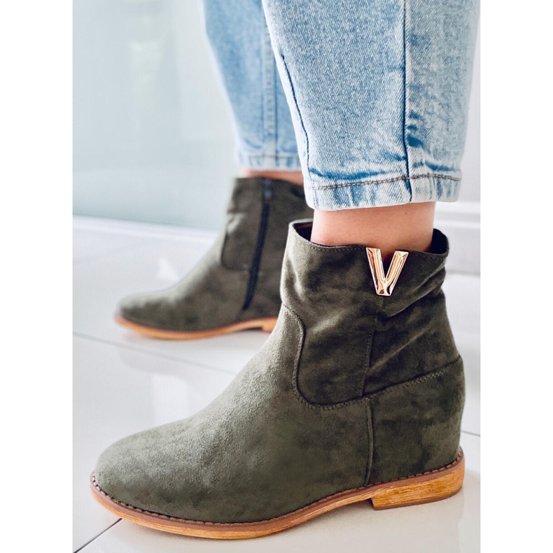 Zelené ZT1013 Zelené kozačky na skrytém klínu zelená 1