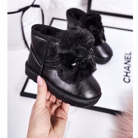 Dětské sněhule s kožešinou černá Aurora 1