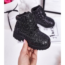 Dětské teplé brokátové boty Trappers Black Mermaid černý 1