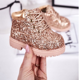 Teplé dětské boty z brokátu, růžová zlatá mořská panna růžový zlatý 2
