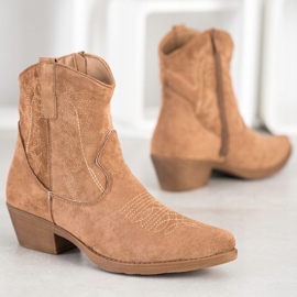 Ideal Shoes Kovbojské boty se semišem béžový 4