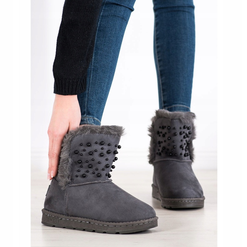 Bona Mukluki s korálky šedá 1 Bona Mukluki s korálky šedá 1