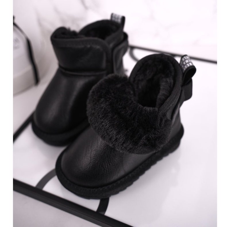 Apawwa Dětské černé sněhové boty s kožešinou Black Charlotte černý 1