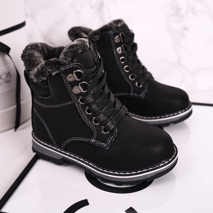 Dětské lapače zateplené kožešinou Black Luke černá 2 Dětské lapače zateplené kožešinou Black Luke černá 2