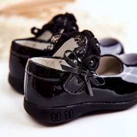 Apawwa Dětské balerínky se suchým zipem S krajkou Black Evelyn černá 2