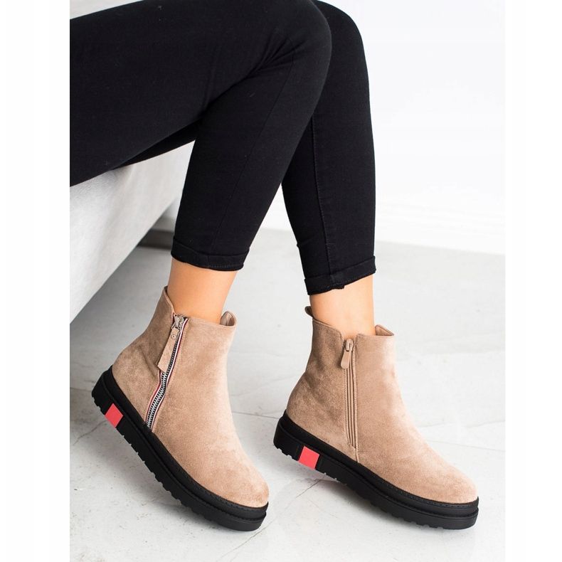 Seastar Boty na černé platformě béžový 1