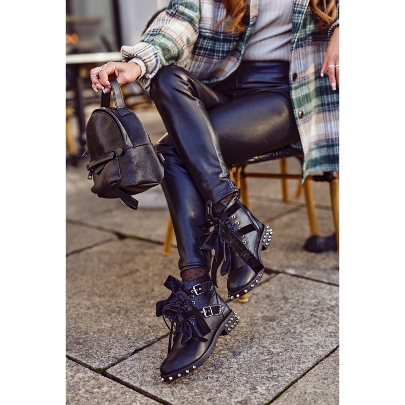 SEA Dámské kozačky Nýty Hroty Černý magnet černá 3