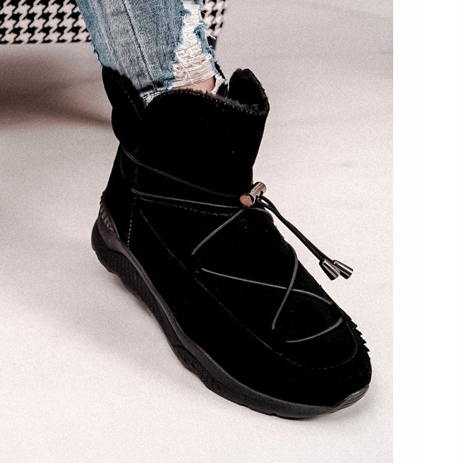 HAN Dámské sportovní sněhové boty s kožešinovou černou syntetikou černá 1