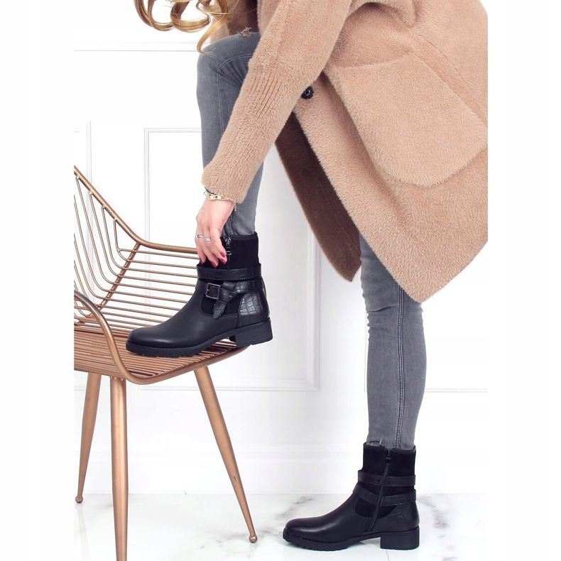 Černé vojenské dámské boty 267 Black černá 2