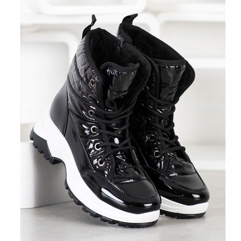 SHELOVET Pohodlné boty do sněhu černá 2