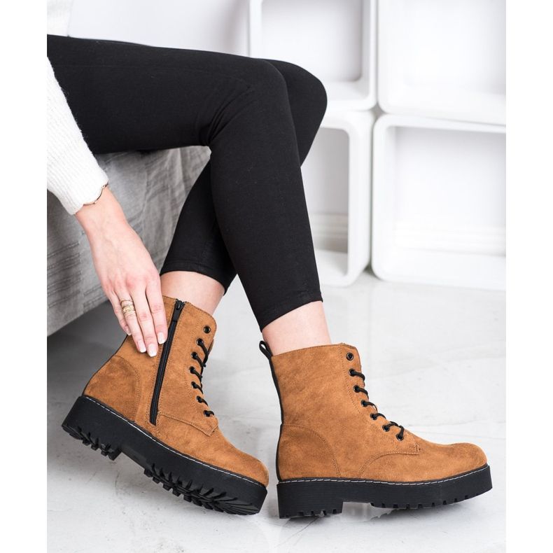 SHELOVET Semišové lapače na platformě hnědý 1