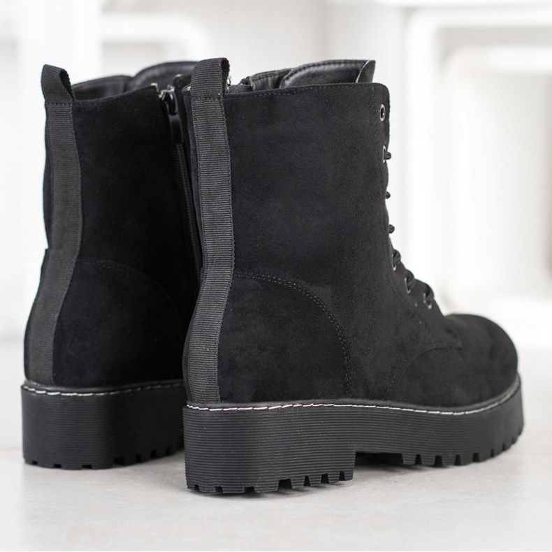 SHELOVET Semišové lapače na platformě černý 1