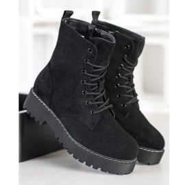 SHELOVET Semišové lapače na platformě černý 2