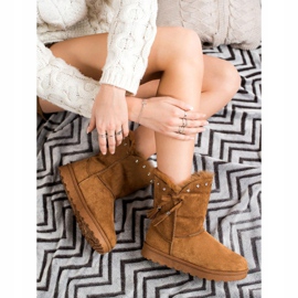 SHELOVET Velbloud Mukluki s kubickými zirkony hnědý 1 SHELOVET Velbloud Mukluki s kubickými zirkony hnědý 1