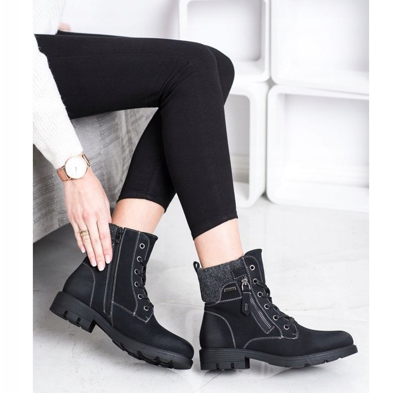 Super Mode Turistické boty s ozdobným zipem černý 2