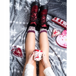 SHELOVET Sněhule Na Platformě černý červený 1